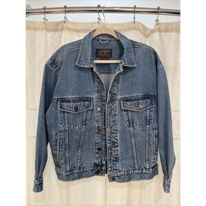 Vintage Eddie Bauer Denim Trucker Jacket S Outdoor Outfitter Classic Blue Jean